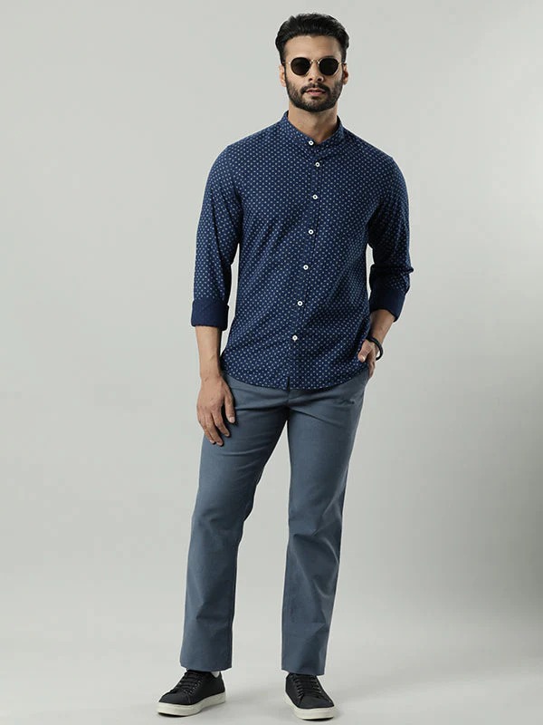 Indian Terrain Men All Over Print Blue Shirt